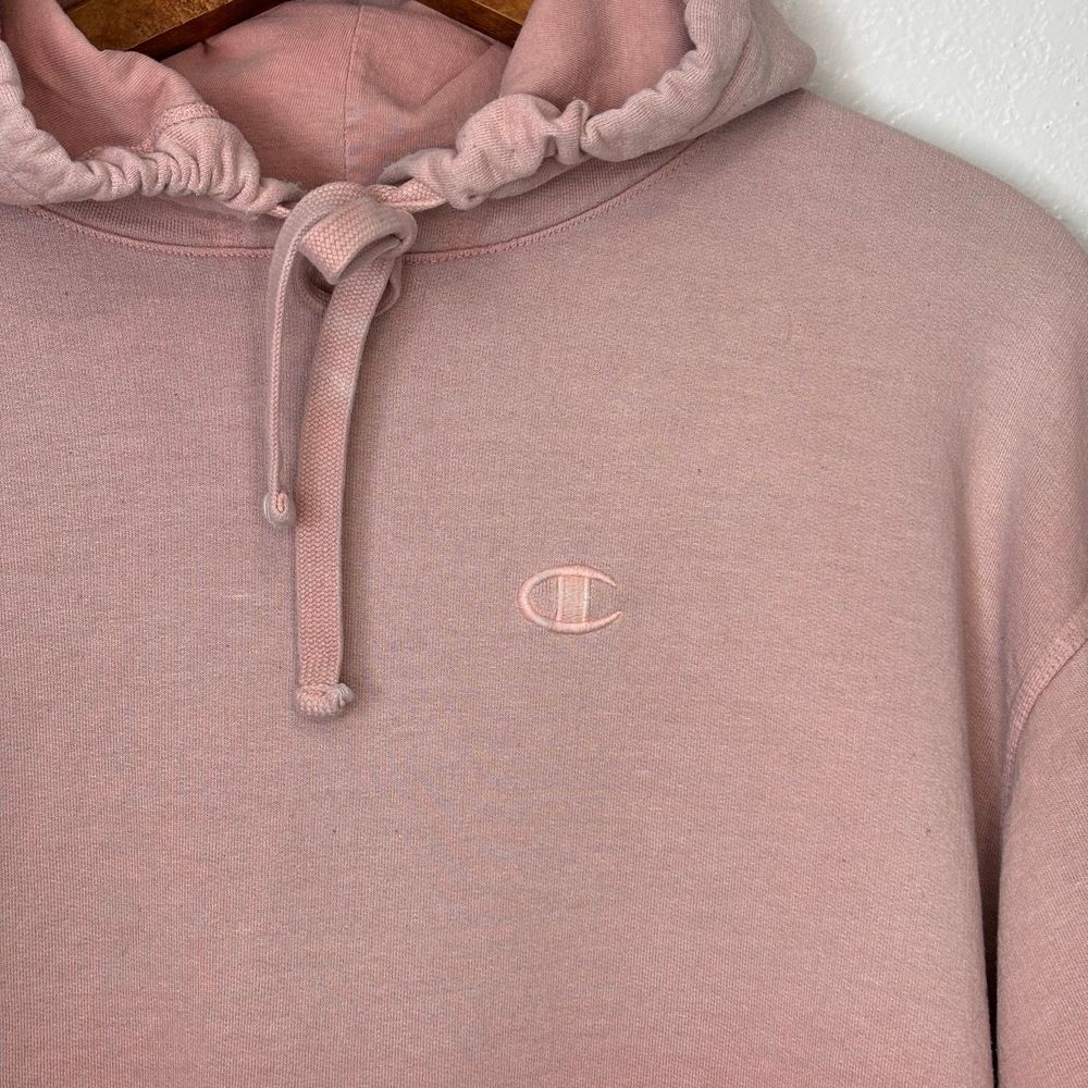 Champion Ombré Pink Peach Embroidered Logo Sweatshirt Hoodie Large Women's Comfy - Picture 3 of 7